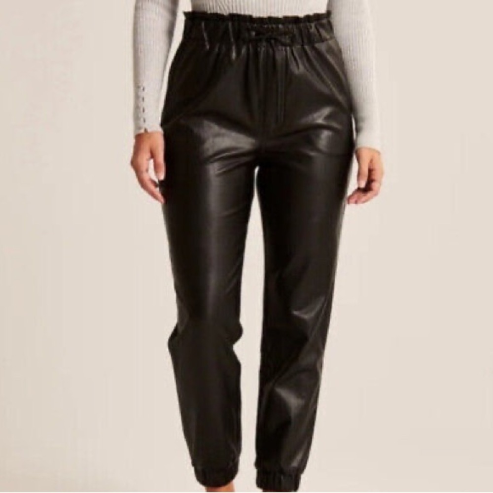 Abercrombie & Fitch Black Glossy Relaxed Pants